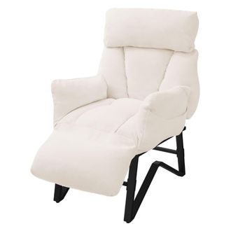 ML Design Sill&oacute;n de relax reclinable beige ajustable tapizado con funda de lino