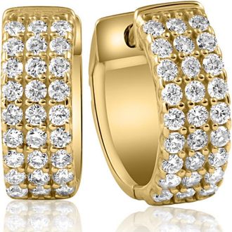 Pompeii3 1 Ct Diamond Lab Grown Hoops Womens Earrings 10k Yellow Gold