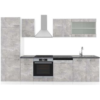 Vicco Mueble De Cocina R-line, Hormig&oacute;n/blanco, 300 Cm, Et Antracita