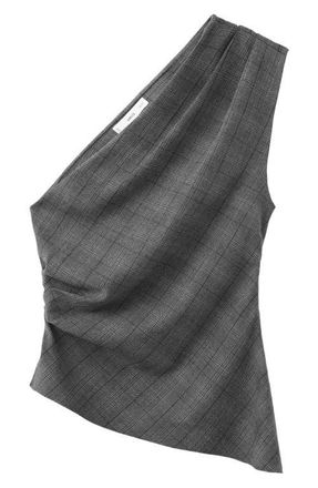 Mango Asymmetric Check Sleeveless Top in Grey at Nordstrom, Size Medium