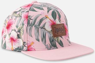 Deux par Deux Flat Brim Hibiscus Print Cap in Pink Hibiscus Print at Nordstrom, Size 12-24 M