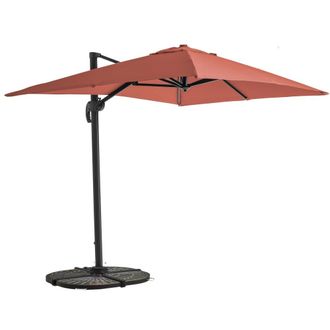 Oviala Parasol voladizo de 2x3 m y 4 placas de aluminio, terracotta