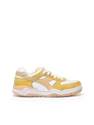 Diadora White Yellow Leather B.560 Sneakers