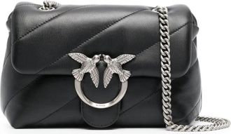 Pinko Mini Love Bag Puff Maxi Quilt - Dames - Schoudertassen - Zwart - ONE Size - Katoen - Tassen