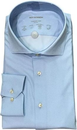 Roy Robson Camisa Punto Conort Espiga - Heren - Zakelijke Overhemden - Blauw - 3XL - Overhemden