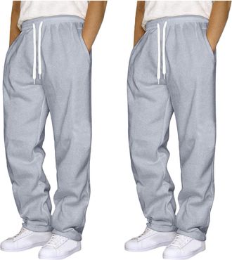 Generic 1/2 Pack Joggers for Men UK Tracksuit Bottoms Straight Leg Open Hem Work Joggers Elastic Waist Drawstring Sweatpants Workout Gym Track Pants Casual Fl