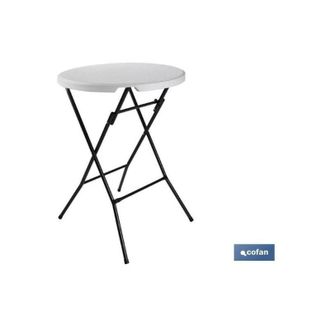 cofan Mesa Alta Plegable Blanca 80x80x110cm, Mesa Alta Plegable Redonda De Color Blanco Fabricada En Polietileno De Alta Densidad (hdpe) Y Estructura De Ace