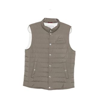 Brunello Cucinelli Lichtgewicht donsvest van technostof - Heren - Jassen - Grijs - Maat: 2XL