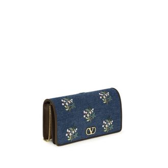 Valentino Garavani Womens Blue Cotton Shoulder Bag