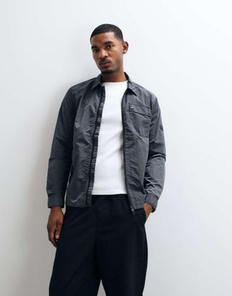 Barbour overshirt con chiusura con zip in charcoal grey-Grigio