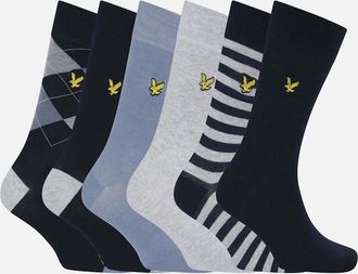 Lyle & Scott Lyle And Scott Mens 6 Pack of Mixed Dress Socks - Blue - Size: 7/8.5/8/7.5/9/9.5/10/10.5/11