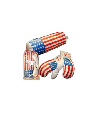 Trade Shop Kit De Guantes De Boxeo Para Ni&ntilde;os Entrenamiento De Boxeo Con Saco Dise&ntilde;o Bandera Americana
