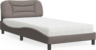 vidaXL Cama Con Colch&oacute;n Tela Gris Taupe 100x200 Cm Vidaxl
