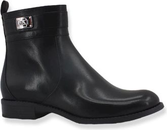 Michael Kors Padma Strap Flat Bootie - Dames - Enkellaarsjes - Zwart - 37 EU - Leer - Schoenen