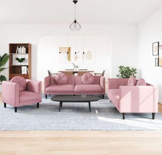 vidaXL Vidaxl - Juego De Sof&aacute;s Con Cojines 3 Piezas Terciopelo Rosa