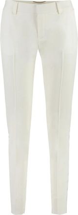 Saint Laurent Front Geplooide Slim-fit Broek - Dames - Slim Fit Broeken - Wit - M - Leer - Broeken