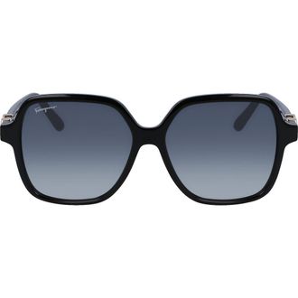 Ferragamo 57mm Gradient Rectangular Sunglasses in Black at Nordstrom