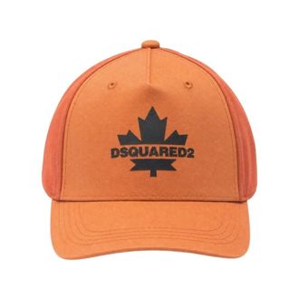 Dsquared2 Maple-leaf Logo-print Baseball Cap - Heren - Petten - Oranje - L - Katoen - Accessoires
