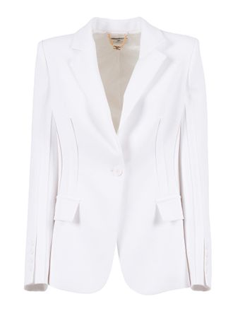 Elisabetta Franchi White Tailored Structured Shoulder Blazer