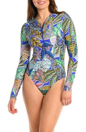 La Blanca Half Zip Long Sleeve One-Piece Rashguard Swimsuit in Multi at Nordstrom Rack, Size X-Small