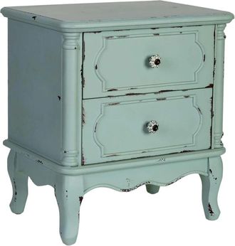 Wanderlust Deco Mesita de noche de madera de 2 cajones 50 x 36 x 55h cm