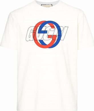Gucci Mens Gucci GG Printed T-Shirt in White - Size: 42