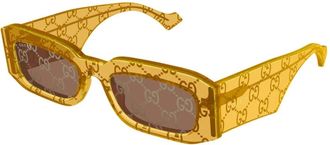 Gucci Rechthoekige Zonnebril - Heren - Zonnebrillen - Geel - 54 MM - Accessoires
