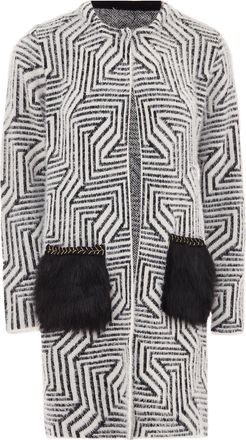 Faina Vest Dames wol wit zwart