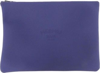 Herm&egrave;s Blue Marine Blue Navy Polyamide Pouch (Pre-Owned)