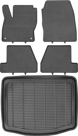 OEM Juego De Alfombrillas De Goma Para Ford Focus Iii Hatchback (2010-2018) + Alfombrilla Para El Maletero