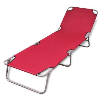 vidaXL Vidaxl - Tumbona Plegable De Acero Con Recubrimiento Polvo Rojo