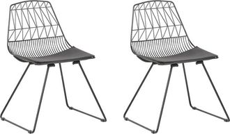Beliani Beliani - Industrial Set of 2 Dining Chairs Metal Faux Leather Upholstery Black Harlan
