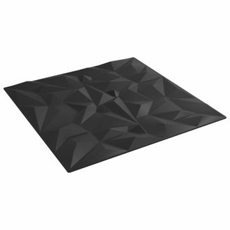 vidaXL Paneles De Pared 12 Pcs Negro 50 X 50 Cm Espuma Xps Vidaxl