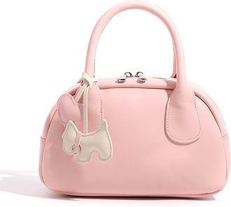 Generic PU Leather Handbag with Adjustable Strap Pillow Bag for Women Shopping (Pink)