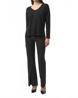 Joseph Ribkoff Iron-On V-Neck Pullover Sweater In Black