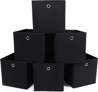 OEM Juego De 6 Cajas De Almacenamiento Plegables Con Orificio Para El Dedo, Color Negro, 30 X 30 X 30 Cm