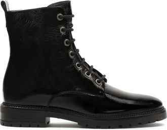 Kazar Klassieke lakleren kreukel sneakers - Dames - Veterlaarzen - Zwart - 37 EU - Leer - Schoenen
