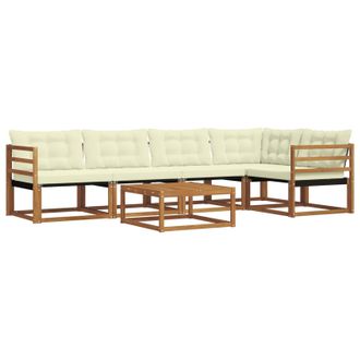 vidaXL Conjunto De Sof&aacute;s De Exterior Con Coj&iacute;n 6 Pcs Natural Y Crema Vidaxl