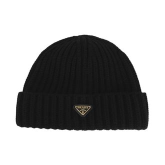 Prada Wool Beanie - female - Prada - Accessories - Black - M - Accessories