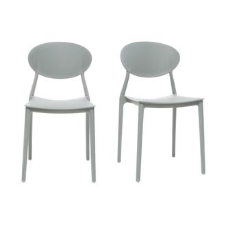 Miliboo Miliboo - Lote De 2 Sillas Modernas Gris Polipropileno Anna