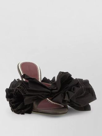 Magda Butrym silk satin floral appliqu&eacute; mules