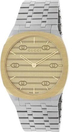 Gucci Accessoires, Heren, Grijs, ONE Size, Elegante tweekleurige Zwitsers horloge