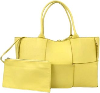 Bottega Veneta Pre-owned Tote Bags, female, Yellow, Size: ONE SIZE Pre-owned Vintage Leather Tote
