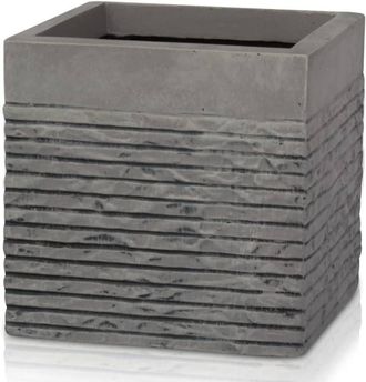 PRIMROSE Garden Light Grey Fibrecotta Brick Square Bring Planter Pot 50cm