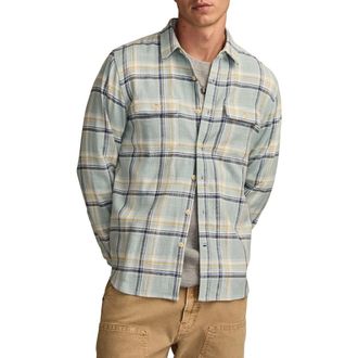 Lucky Brand Plaid Slub Utility Shirt in Sage Multi at Nordstrom, Size X-Large