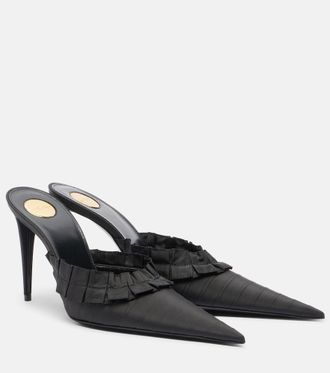 Saint Laurent Madeleine ruffled taffeta mules