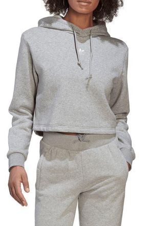 adidas Originals Adicolor Essentials Crop Fleece Hoodie in Medium Grey Heather at Nordstrom