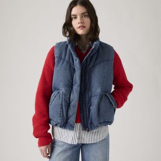 Levi's Western Bubble Vest - Womens - L - Blue