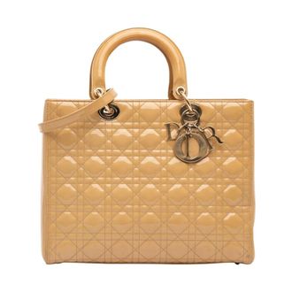 Dior Pre-owned Quilted Leather Handbag - Dames - Pre-owned - Beige - Maat: ONE Size Leer