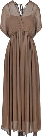 Jucca Kleedjes, Dames, Bruin, 2Xs, Lange Cr&ecirc;pe Jurk